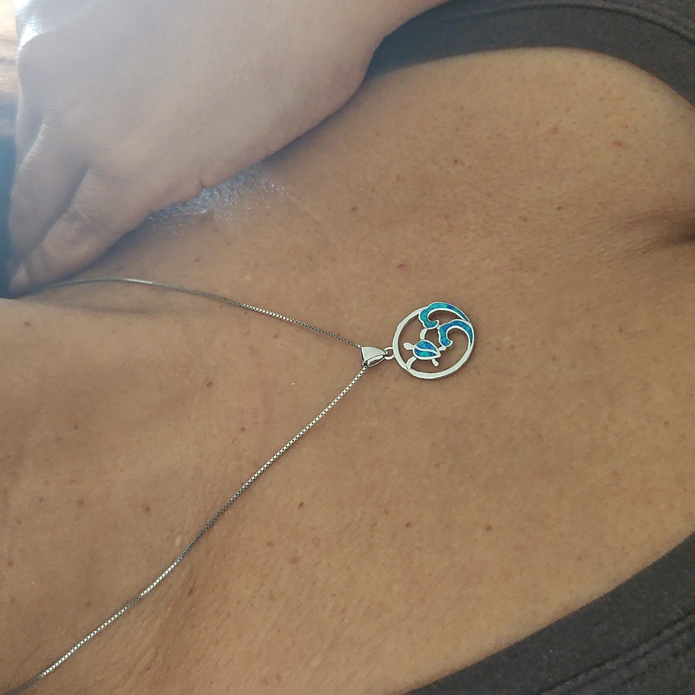 Turtle blue opal pendant